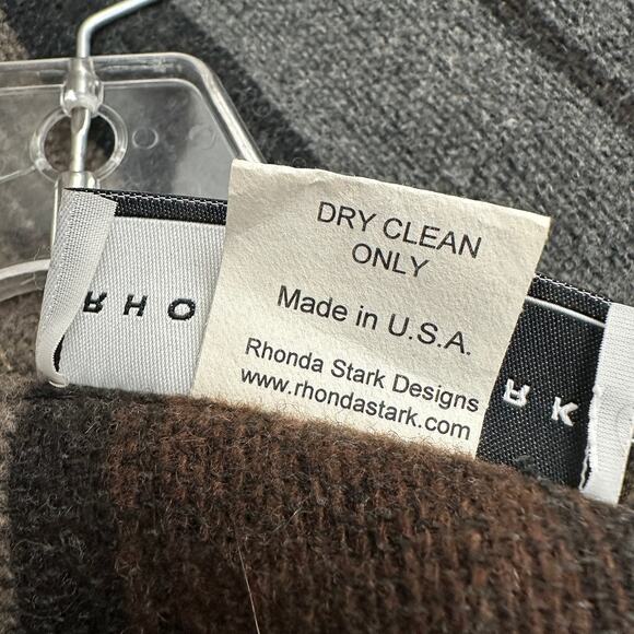 Rhonda Stark Womens Wool Blend Fringe Open Poncho Size M/L Western Boho - Picture 5 of 9